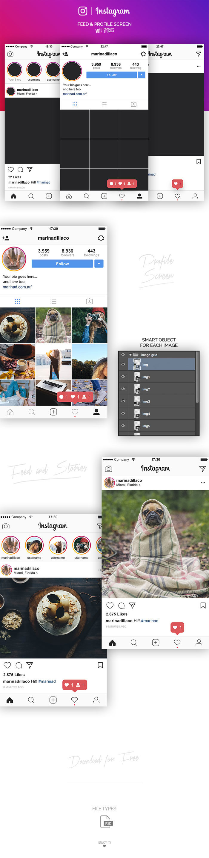 preview-instagram-2017-psd-700x2864 Check out these FREE Instagram Mockup Templates to download