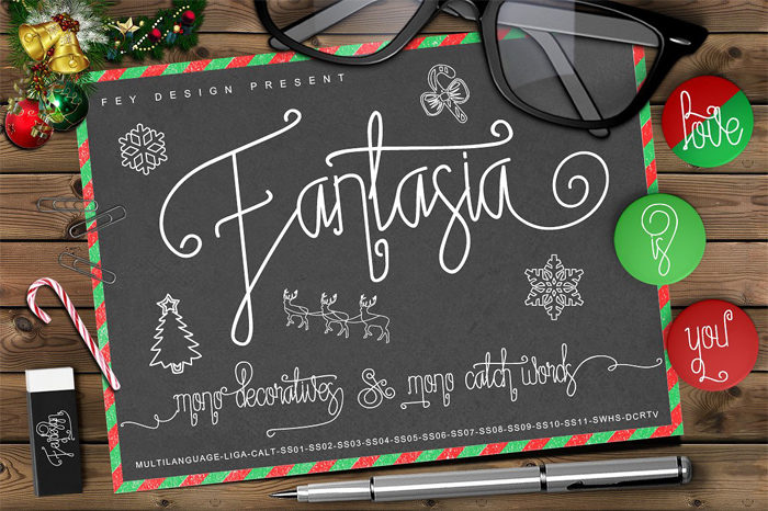 01-fantasia-monoline--700x466 117 Free Christmas fonts to use for holiday projects