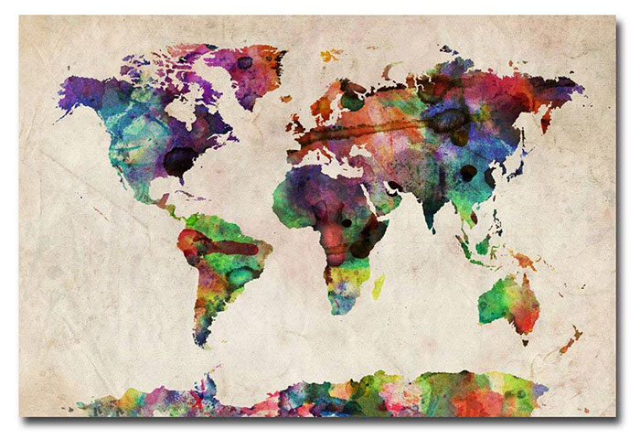 Canvas-Watercolor-World-Map-700x480 World Map Poster Examples For Passionate Travelers