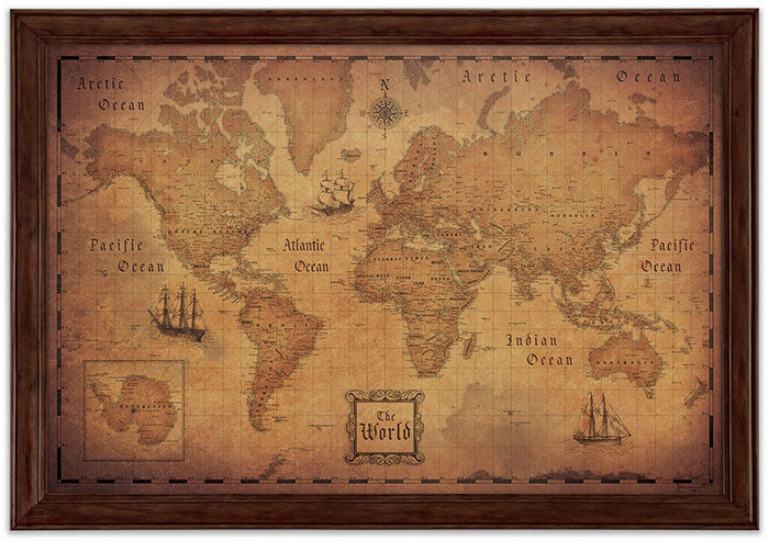 Golden-Aged-World-Map-700x493 World Map Poster Examples For Passionate Travelers