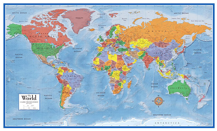 Swiftmaps-World-Premier-Wall-Map-Poster-700x425 27 World Map Posters For Passionate Travelers