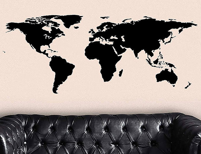Vinyl-Wall-Art-World-Map-of-Earth-700x538 27 World Map Posters For Passionate Travelers