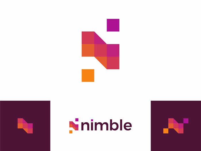 n_nimble_letter_mark_beautiful_apps_developer_logo_design_by_alex_tass 25 Awesome Geometric Logos You Should Check Out