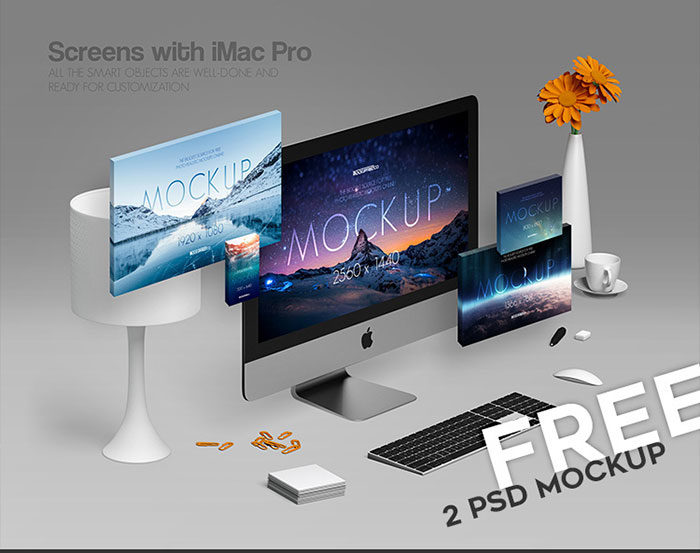 eae07957613063.59dcdd4c79642-700x553 80 Awesome iMac Mockups in PSD Format