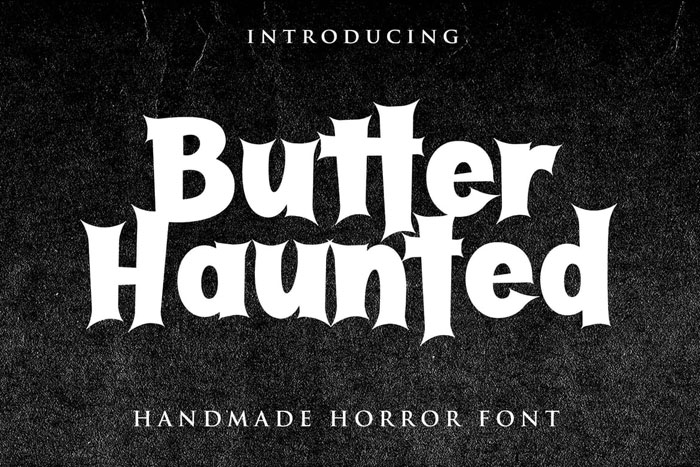 Butter-Haunted Creepy font examples to use on Halloween themed designs