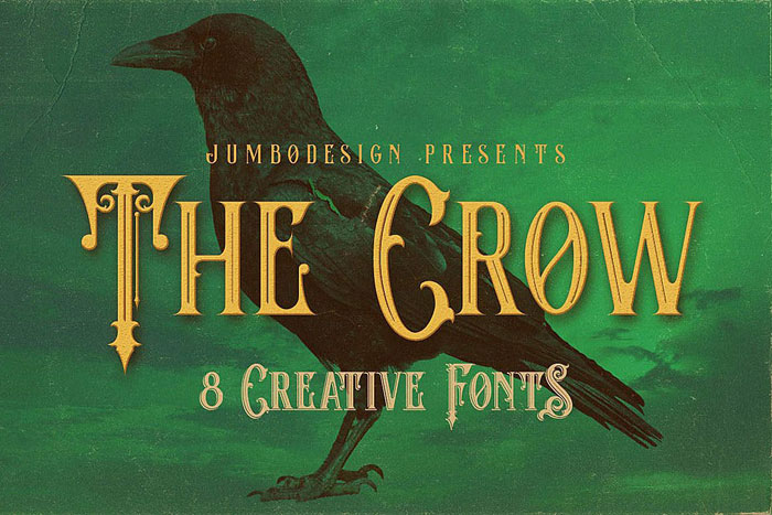 Crow Creepy font examples to use on Halloween themed designs