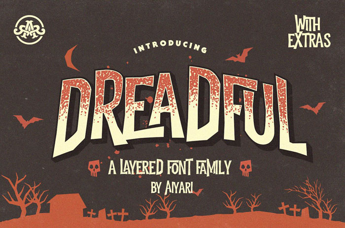 Dreadful Creepy font examples to use on Halloween themed designs