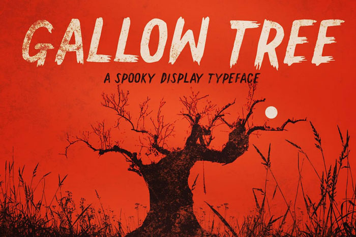 Gallow-tree Creepy font examples to use on Halloween themed designs