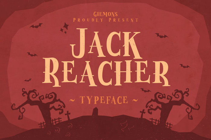 Jack-Reacher Creepy font examples to use on Halloween themed designs