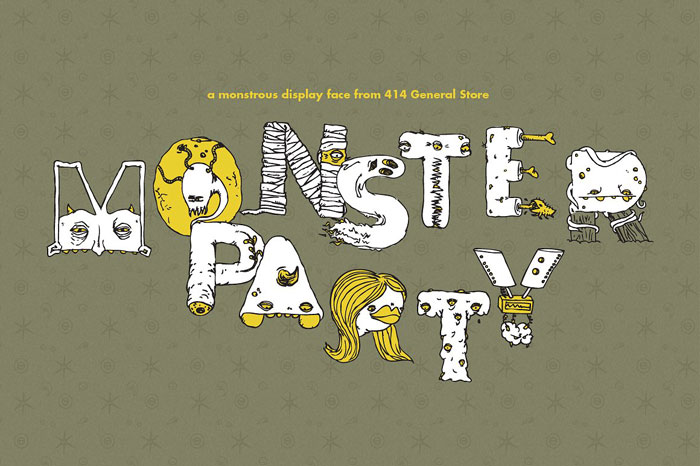 Monster-Party Creepy font examples to use on Halloween themed designs