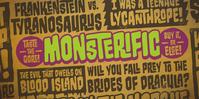 Monsterific Creepy font examples to use on Halloween themed designs