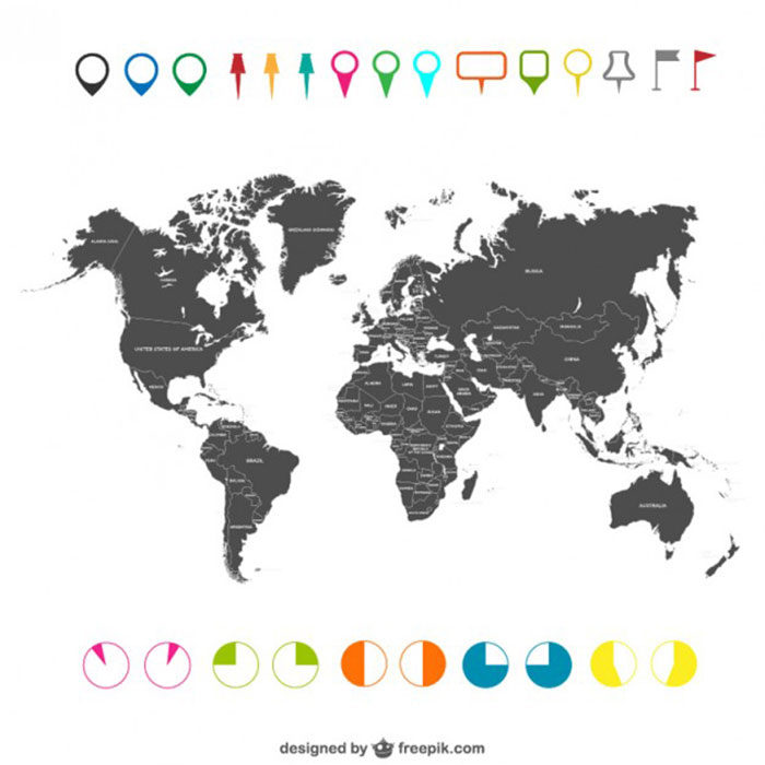 Outlined-World-Map-700x700 World map vector graphics you can download with a few clicks