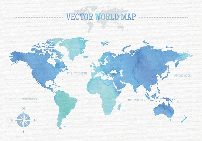 Watercolor-World-Map-700x490 World map vector graphics you can download with a few clicks