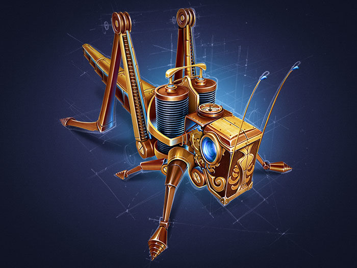 Mechanical-Grasshopper-700x525 Steampunk art and drawing examples that will blow your mind