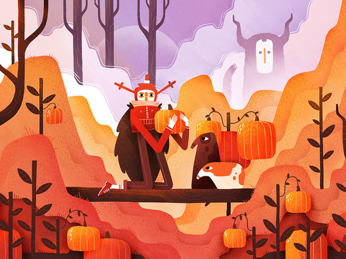 helloween-700x525 Using an orange color palette and its various shades