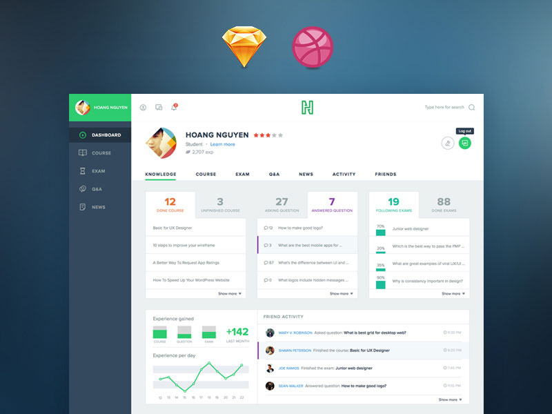 Freebie-Course-Dashboard-Sketch The best dashboard UI kits and templates (Plus UI inspiration)