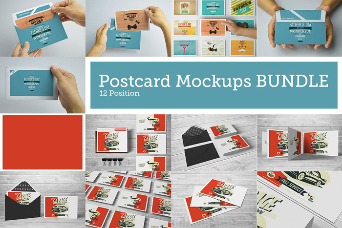 Bundle-mockups Get a postcard mockup template out of this neat collection