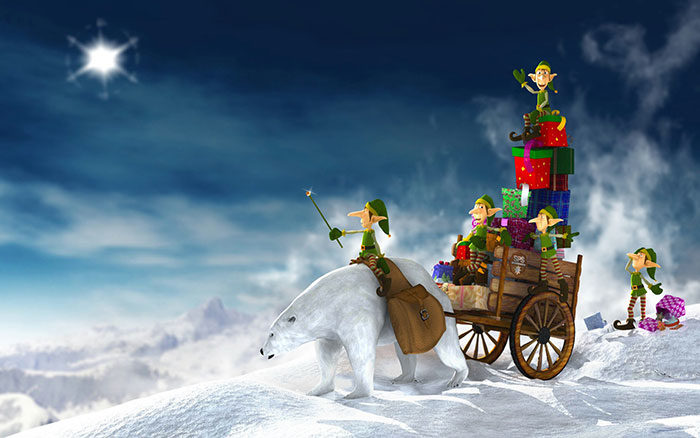 Little-elves-on-a-polar-bear-700x438 Beautiful Christmas wallpapers you should download