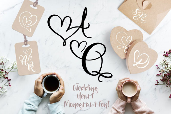 Wedding-Heart-Monogram Need some wedding fonts? Try these options for your print