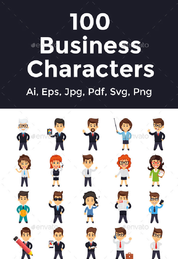 100-Flat-Business-Characters-vector-700x1016 Vector people designs you should download or your projects