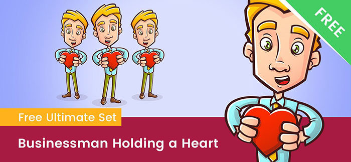 Business-Cartoon-Character-Holding-a-Heart-700x323 Vector people designs you should download or your projects