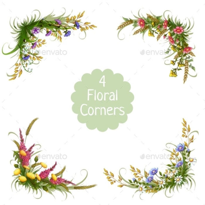 Corner-Floral-Vector-For-floral-frames-700x700 Floral vector graphics you can download today to design with them