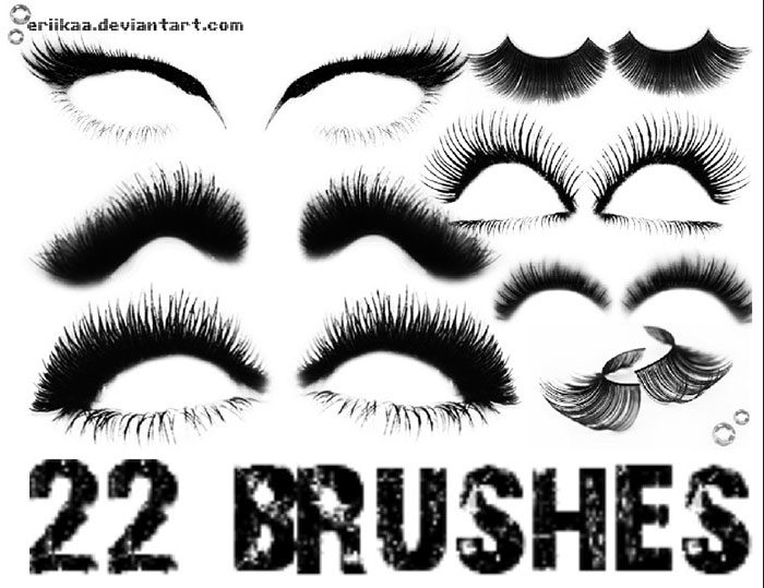 Eyelash-Brushes-Another-hair-type-700x539 Photoshop hair brushes you can download (Free and premium options)