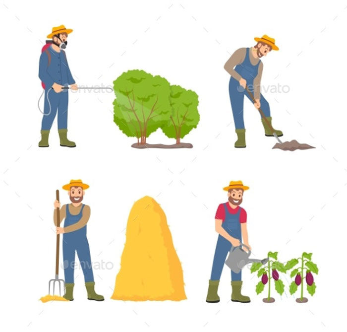 Farming-Cultivation-and-People-Vector-Illustration-700x669 Vector people designs you should download or your projects