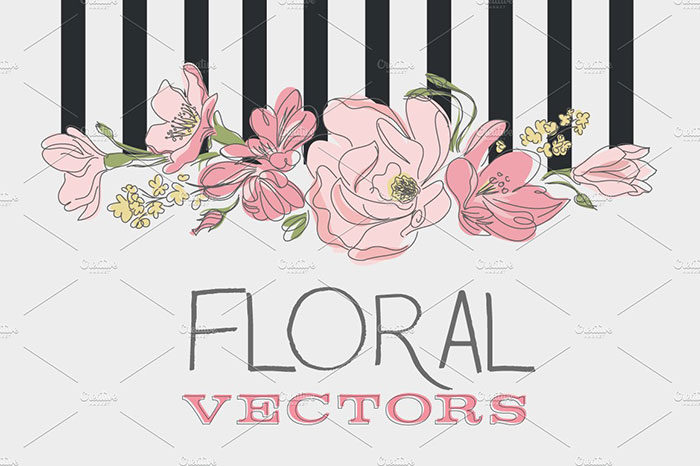 Floral-Vector-Set-Scattered-colors-700x466 Floral vector graphics you can download today to design with them