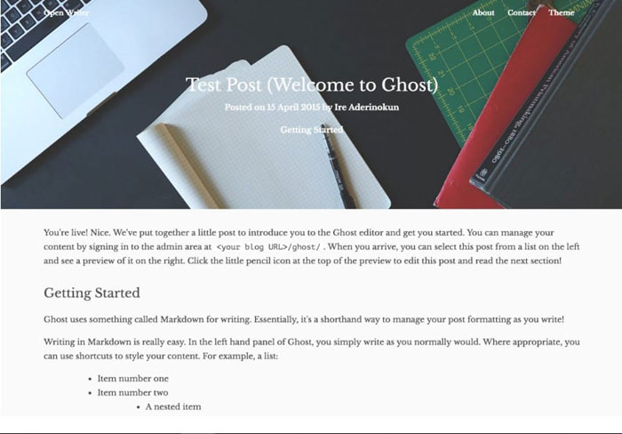 Open-writer Ghost template examples and themes, you should check out