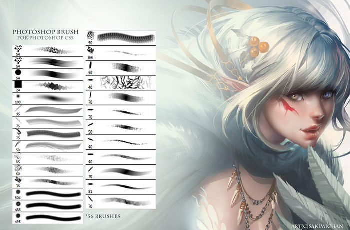 Sakimichan-Pack-When-compatibility-is-important-700x461 Photoshop hair brushes you can download: Free and premium options