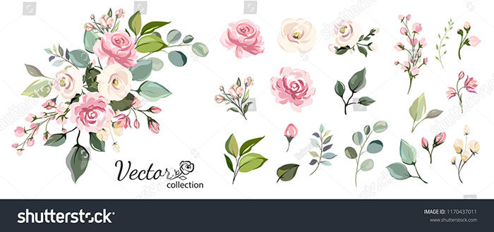 Set-of-floral-branches-Pastel-colors-700x329 Floral vector graphics you can download today to design with them