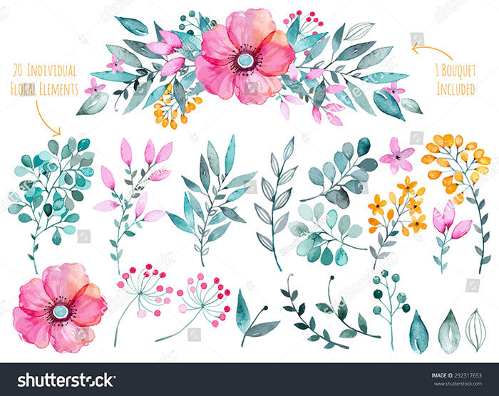 Vector-Floral-set-Watercolor-art-700x556 Floral vector graphics you can download today to design with them