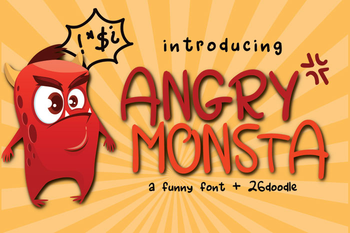 Angry-MOnsta 25 Doodle Fonts To Use in Fun Designs