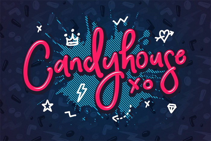 CandyHouse 25 Doodle Fonts To Use in Fun Designs