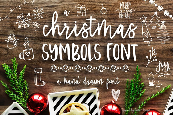Christmas-Symbols Download These Doodle Fonts and Use Them in Fun Designs