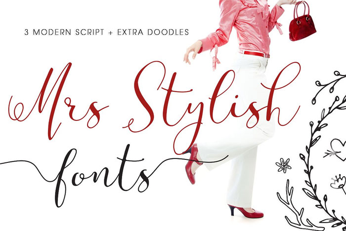 Mrs-Stylish 25 Doodle Fonts To Use in Fun Designs
