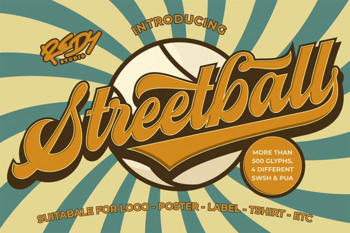 Streetball Baseball font examples that you can download for your project