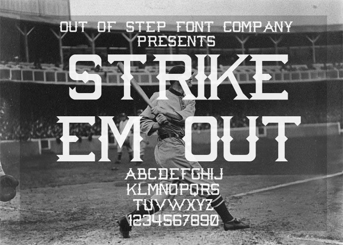 Strike-em-out Baseball font examples that you can download for your project