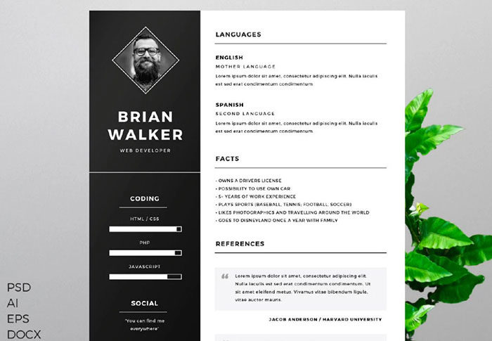 black-white-700x485 Illustrator resume: How good resumes look (Templates included)