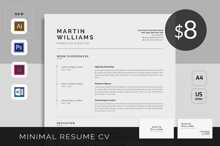 s1-389 Minimalist resume template examples you could download