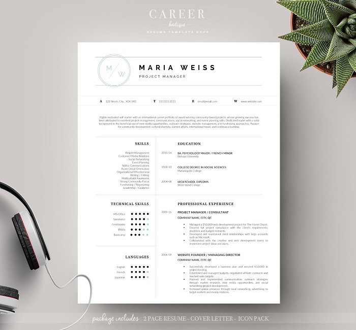 s1-391 Minimalist resume template examples you could download