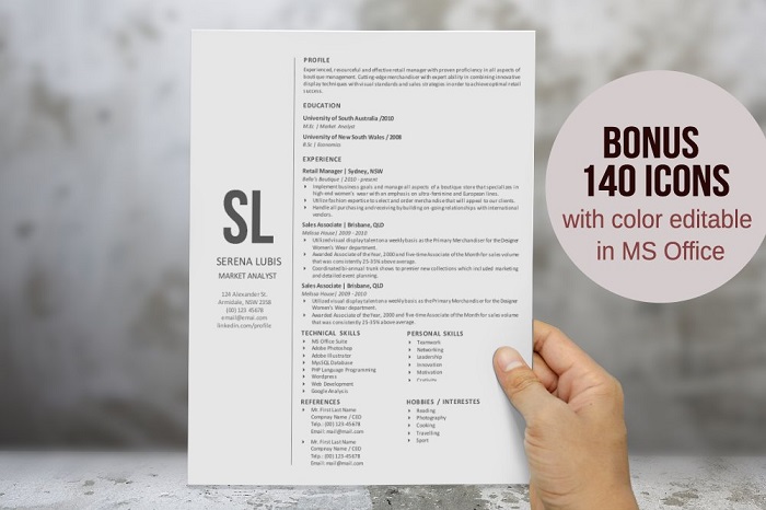 s1-394 Minimalist resume template examples you could download