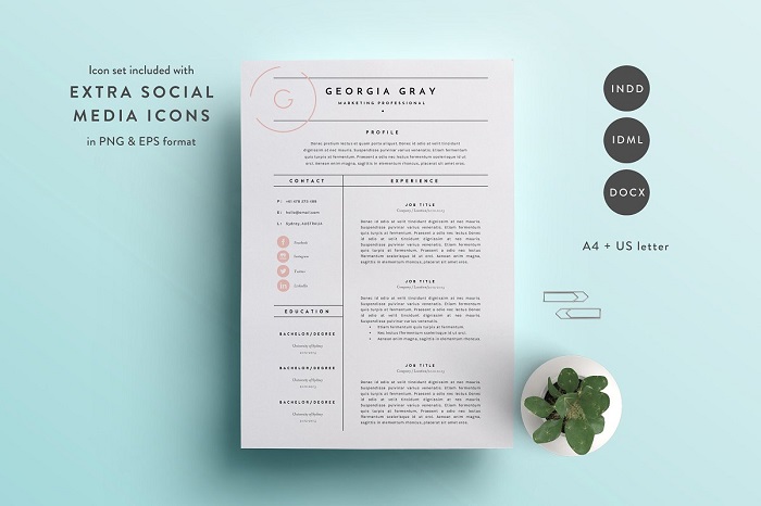 s1-406 Minimalist resume template examples you could download