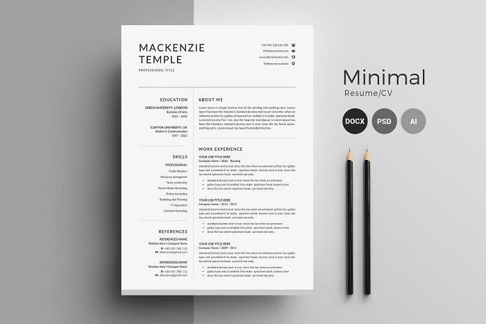 s1-410 Minimalist resume template examples you could download