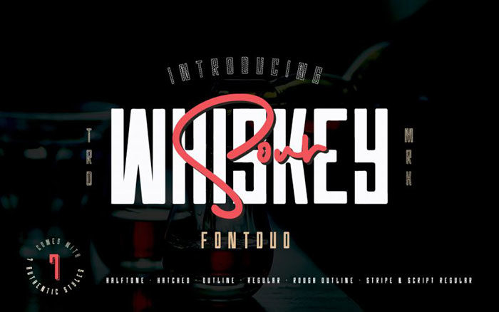 Whiskey-Sour-Vintage-Font-Duo-700x438 Industrial fonts that you can use for thematic designs