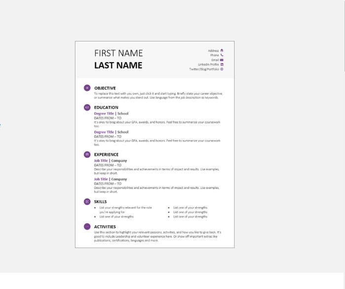 t1 Minimalist resume template examples you could download