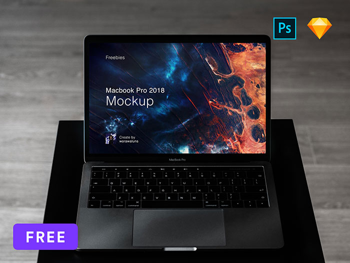 Mockup-Macbook-Pro-2018-Sketch-and-PSD Free Macbook mockup examples to download now