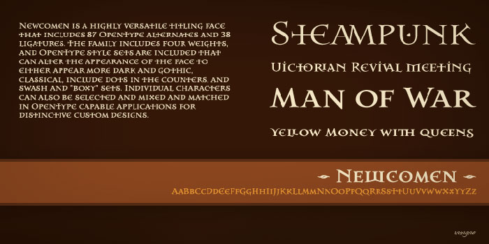 Newcomen 30 Steampunk Fonts to Use for Creating An Awesome Design