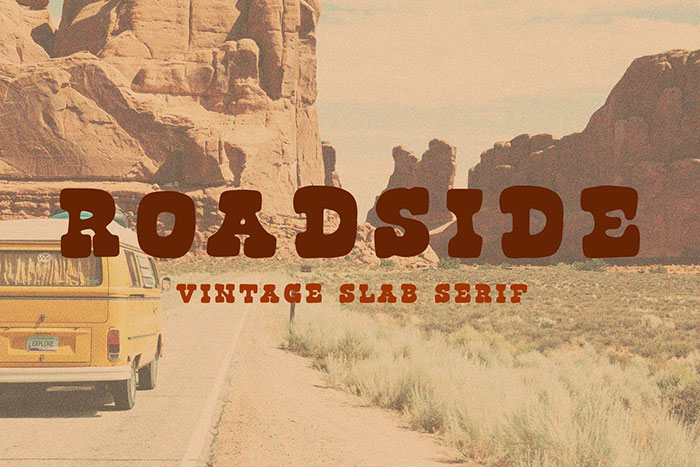 Roadside-Vintage-Slab-Serif Adventure font examples for those outdoorsy projects